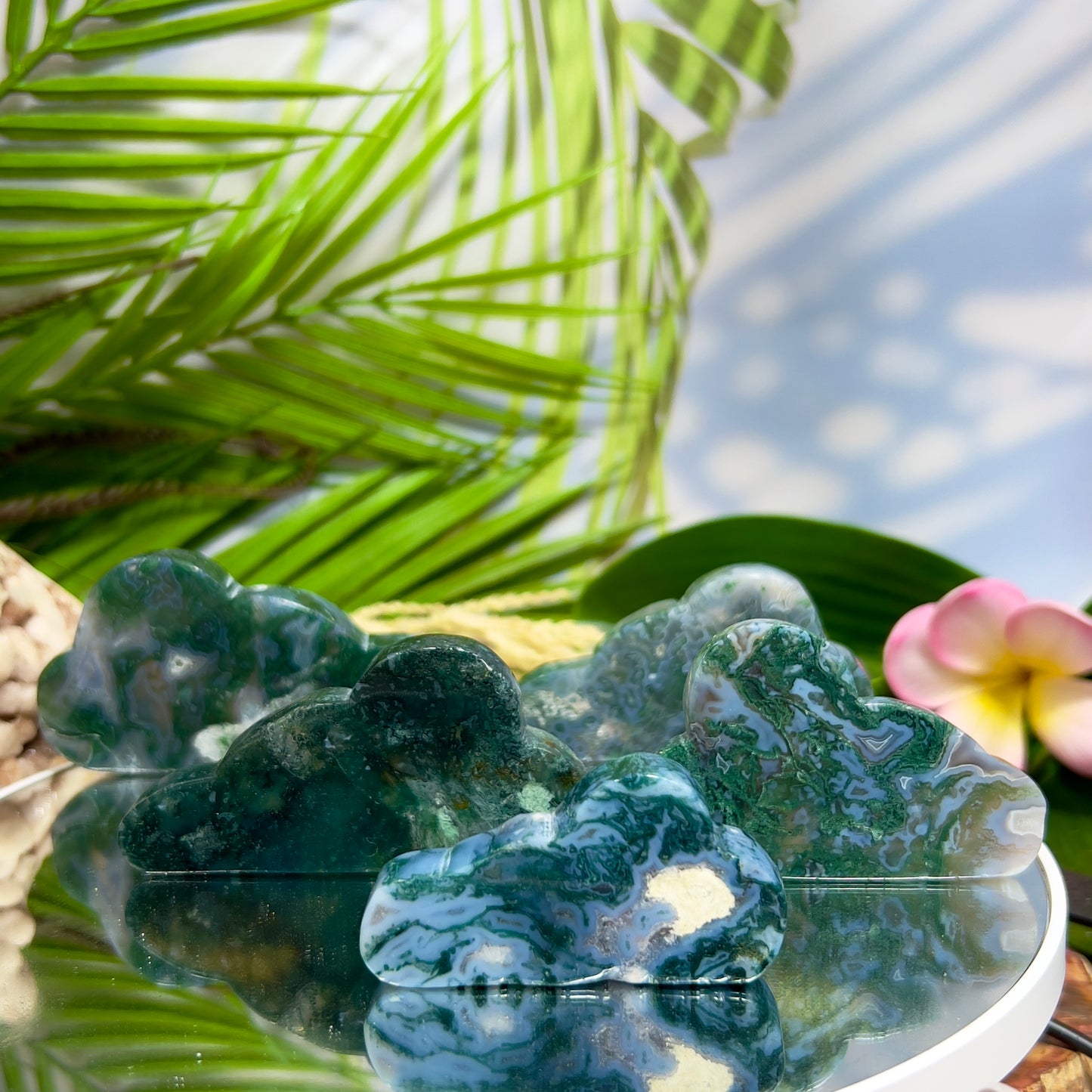Moss Agate Clouds Self Standing Healing Crystal Carving YOU CHOOSE