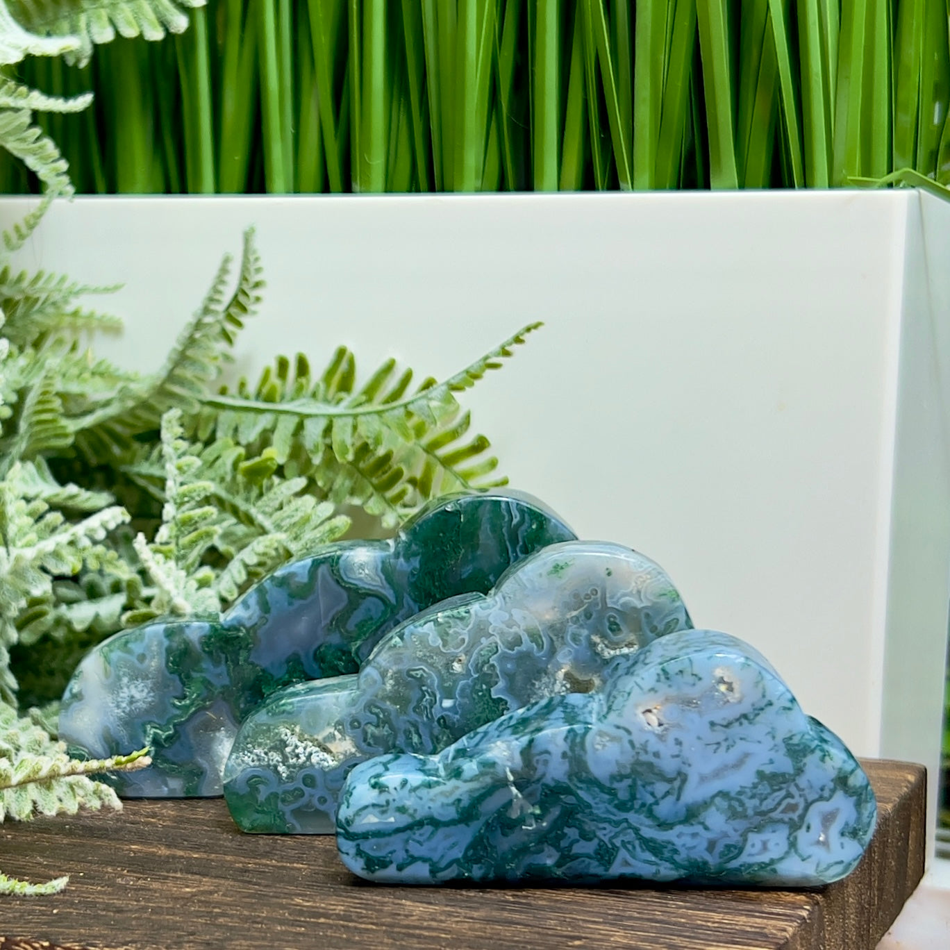 Moss Agate Clouds Self Standing Healing Crystal Carving YOU CHOOSE