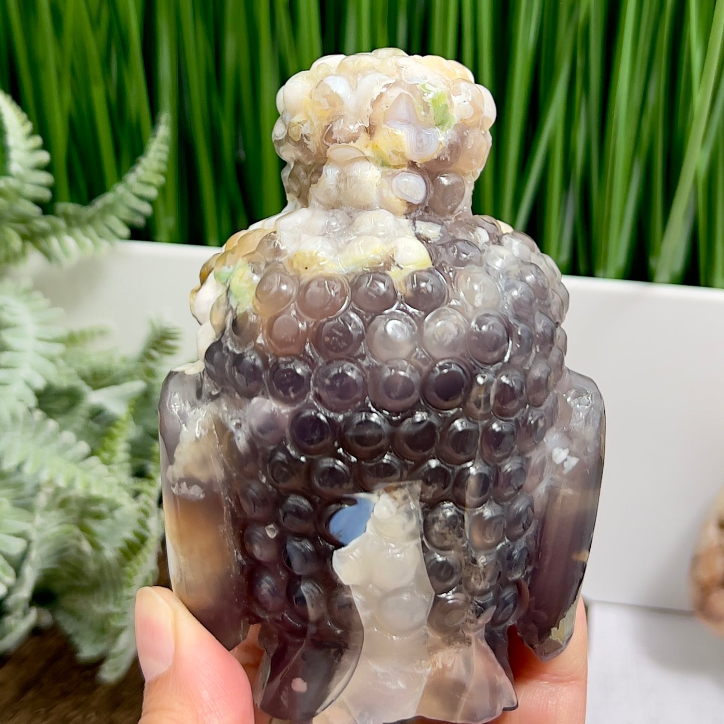 Green Sakura Cherry Blossom Flower Agate Buddha Rare Crystal 688g
