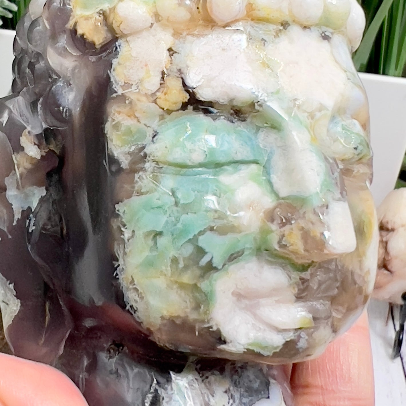 Green Sakura Cherry Blossom Flower Agate Buddha Rare Crystal 688g