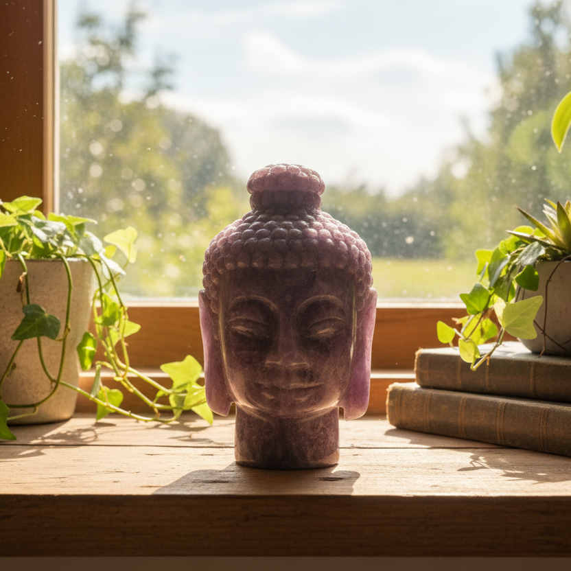 Lepidolite Purple Mica Buddha Crystal 246g