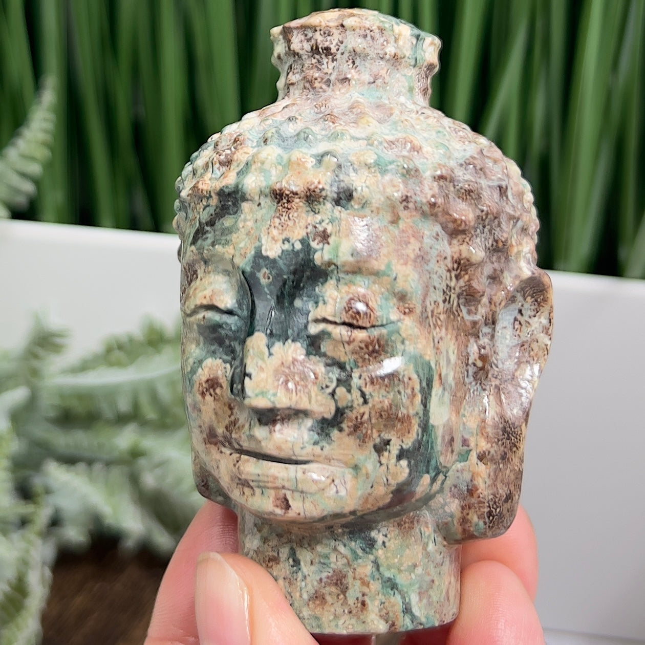 Russian Flower Cherry Blossom Jasper Buddha Rare Crystal 248g