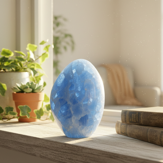 Celestite Celestine RARE Deep Blue Free Form Flame Large Crystal 646g