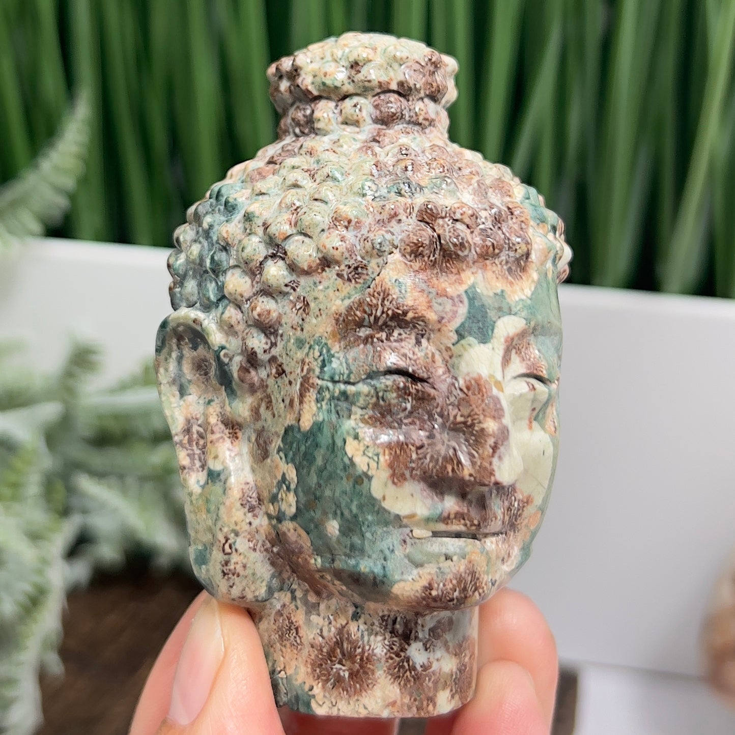 Russian Flower Cherry Blossom Jasper Buddha Rare Crystal 254g