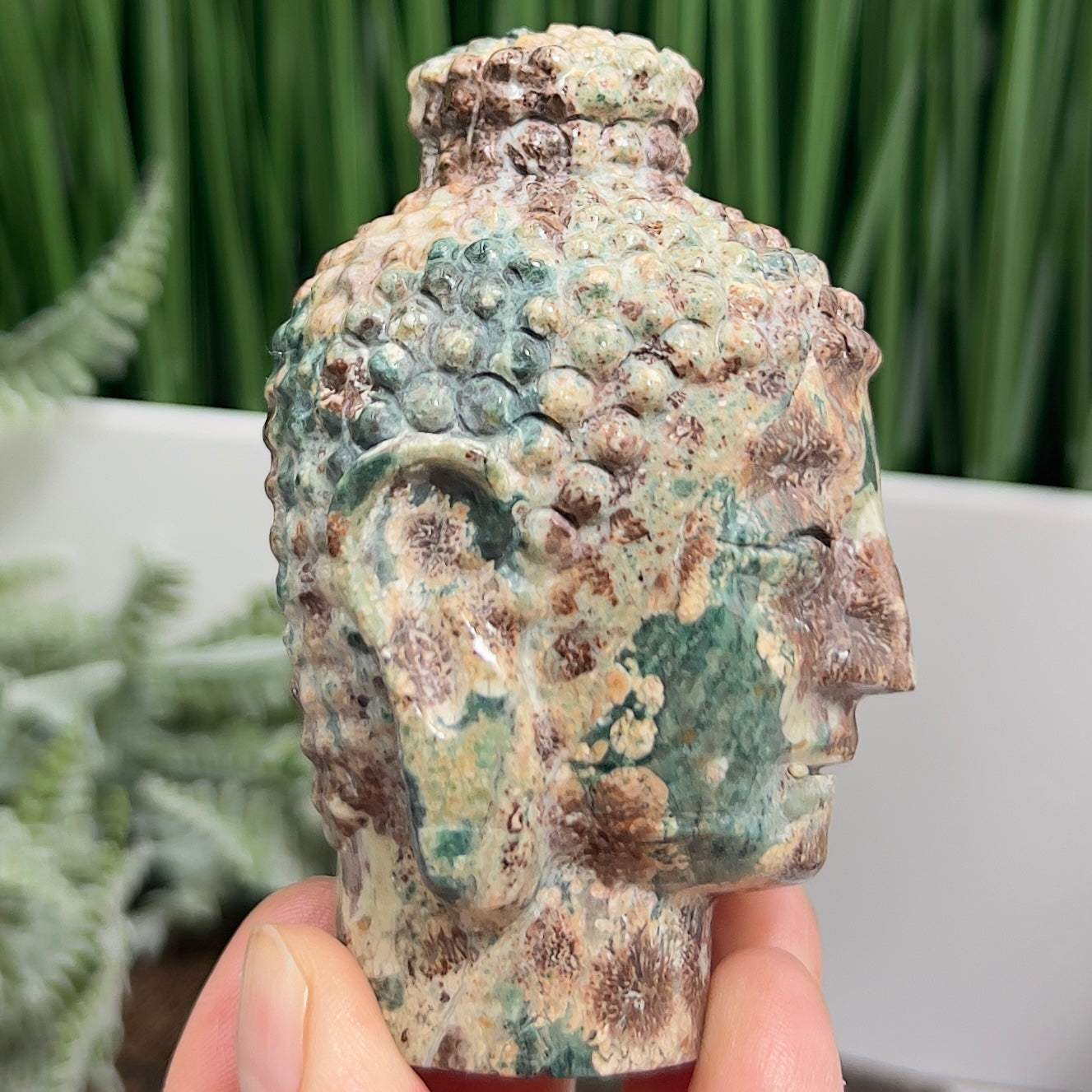 Russian Flower Cherry Blossom Jasper Buddha Rare Crystal 254g
