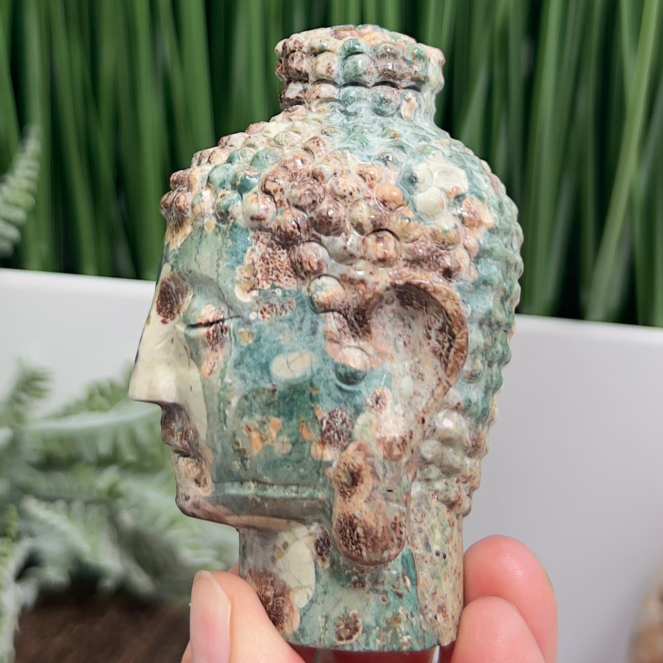 Russian Flower Cherry Blossom Jasper Buddha Rare Crystal 254g