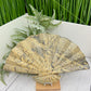 Picture Jasper Gemstone Fan with Stand Crystal Carving 619g
