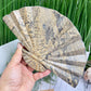 Picture Jasper Gemstone Fan with Stand Crystal Carving 619g