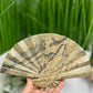 Picture Jasper Gemstone Fan with Stand Crystal Carving 619g