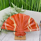 Red Jasper Gemstone Fan with Stand Crystal Carving 641g