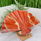 Red Jasper Gemstone Fan with Stand Crystal Carving 641g