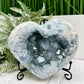 Celestite Celestine Deep Blue Heart with Stand Large Geode Cluster Crystal 1448g