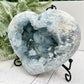 Celestite Celestine Deep Blue Heart with Stand Large Geode Cluster Crystal 1448g