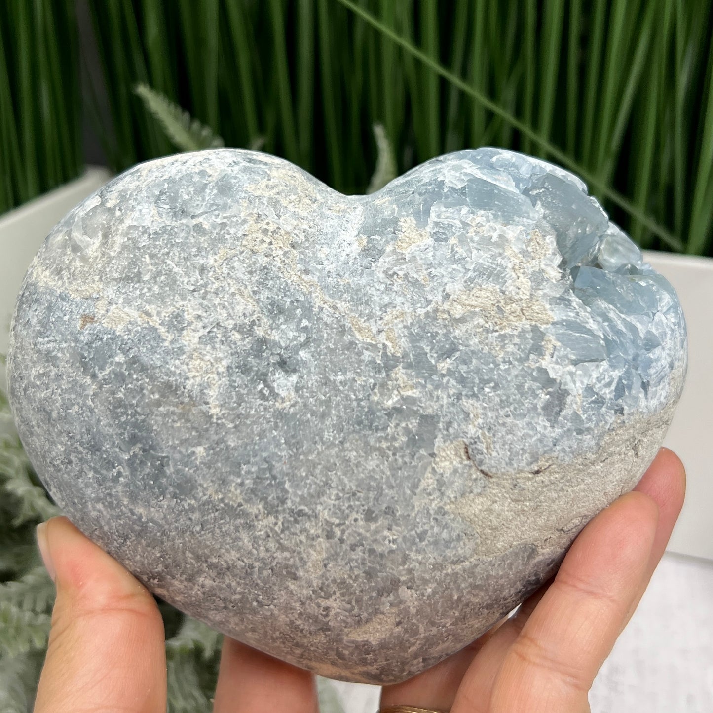 Celestite Celestine Deep Blue Heart with Stand Large Geode Cluster Crystal 1448g