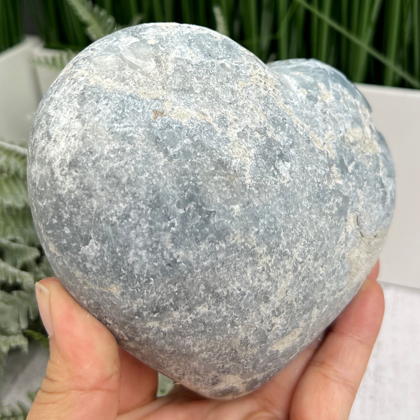 Celestite Celestine Deep Blue Heart with Stand Large Geode Cluster Crystal 1448g