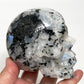 Rainbow Moonstone with Black Tourmaline Skull Healing Crystal Carving 809g