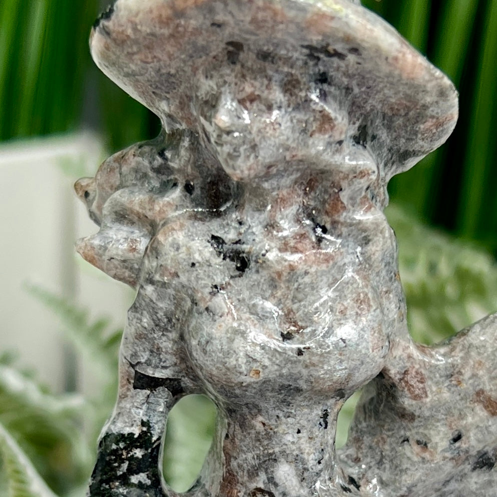Yooperlite Witch on Broom UV Reactive Healing Crystal Carving 280g 150mm