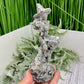 Yooperlite Witch on Broom UV Reactive Healing Crystal Carving 280g 150mm
