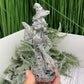 Yooperlite Witch on Broom UV Reactive Healing Crystal Carving 280g 150mm