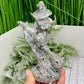 Yooperlite Witch on Broom UV Reactive Healing Crystal Carving 280g 150mm