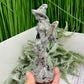 Yooperlite Witch on Broom UV Reactive Healing Crystal Carving 280g 150mm