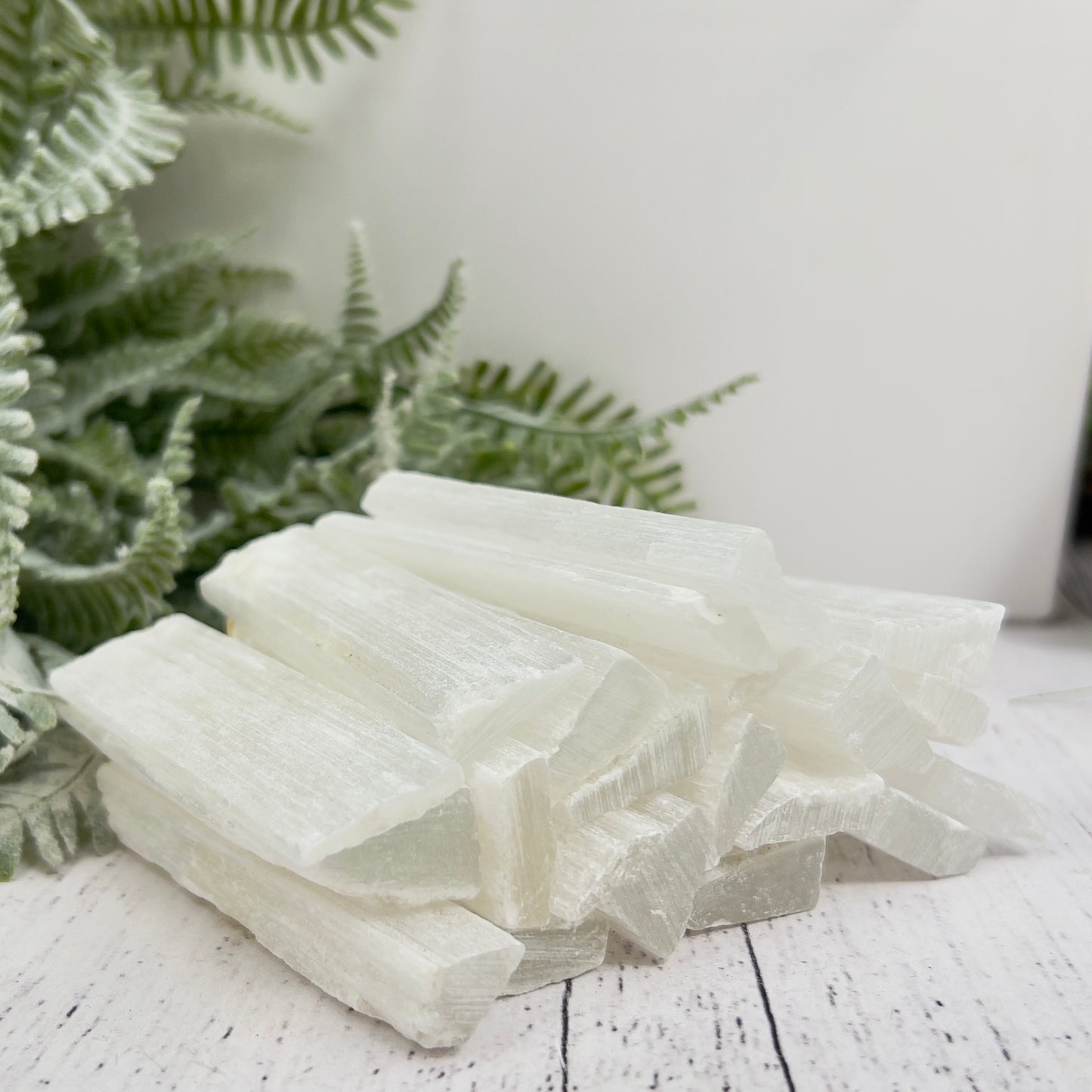 Satin Spar Selenite Moroccan Raw Sticks Wands Crystals 20 sticks 495g 8-9cm