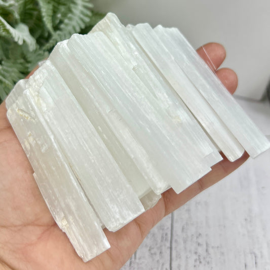 Satin Spar Selenite Moroccan Raw Sticks Wands Crystals 20 sticks 495g 8-9cm