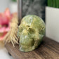 Prehnite with Epidote Skull Healing Crystal Carving 1049g