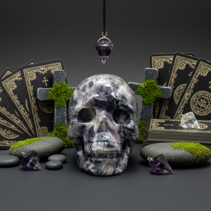 Zebra Fluorite Skull Healing Crystal Skull Carving 985g