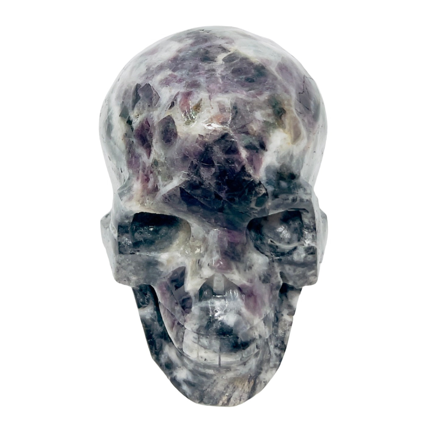 Zebra Fluorite Skull Healing Crystal Skull Carving 985g