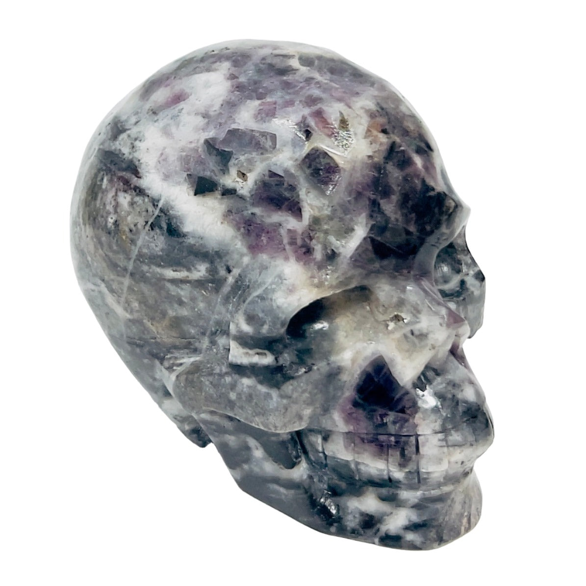Zebra Fluorite Skull Healing Crystal Skull Carving 985g
