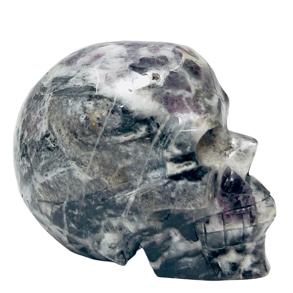 Zebra Fluorite Skull Healing Crystal Skull Carving 985g