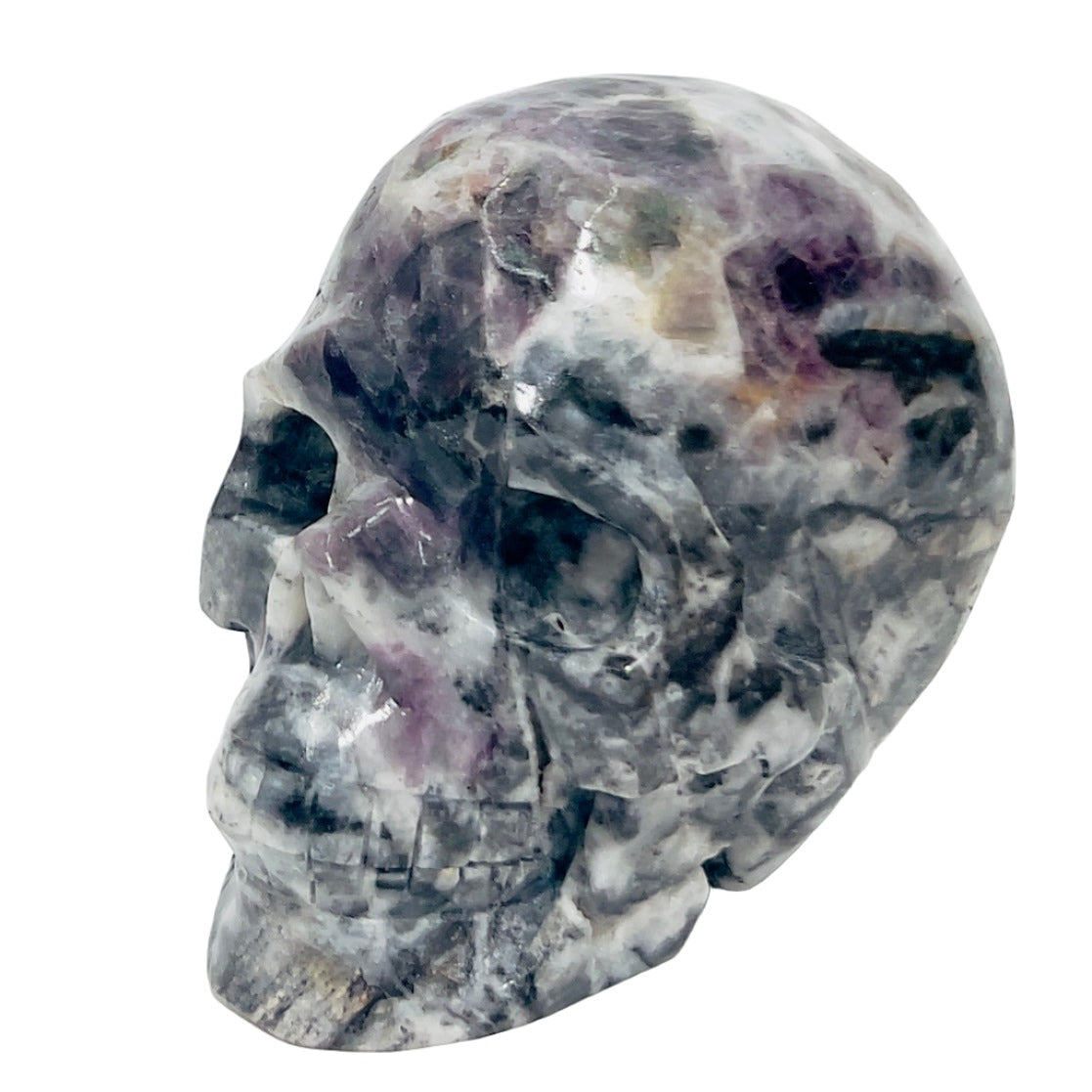 Zebra Fluorite Skull Healing Crystal Skull Carving 985g