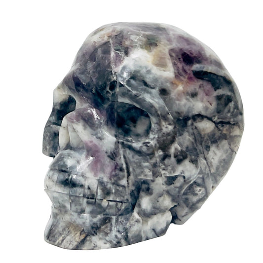 Zebra Fluorite Skull Healing Crystal Skull Carving 985g