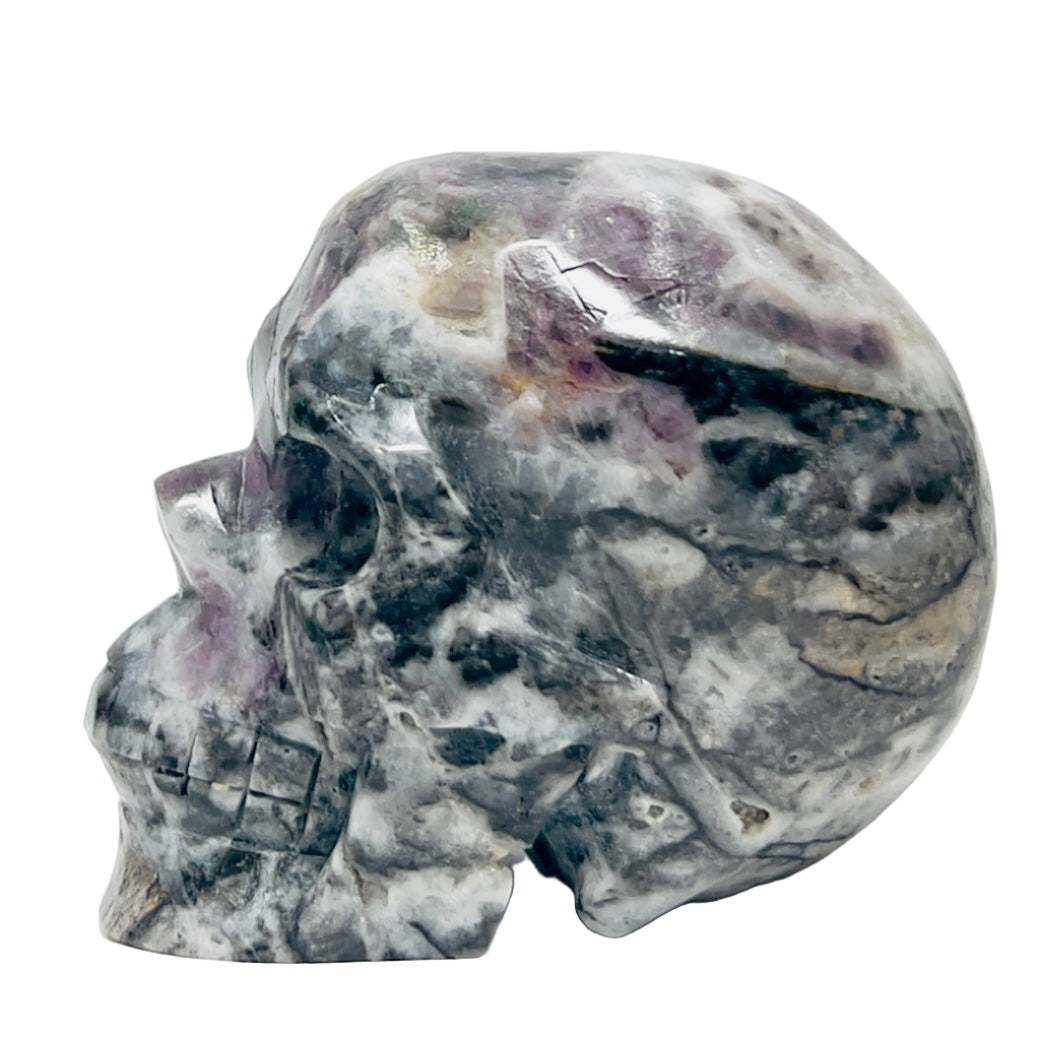 Zebra Fluorite Skull Healing Crystal Skull Carving 985g