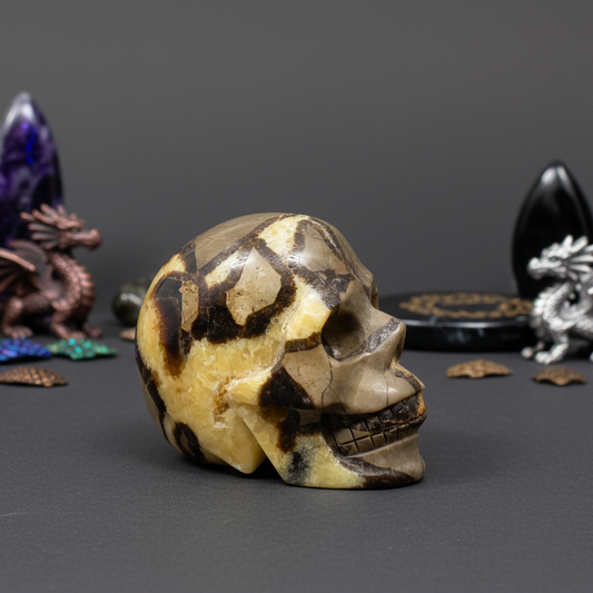 Septarian Jasper Dragon Stone Skull Healing Crystal Carving 1032g