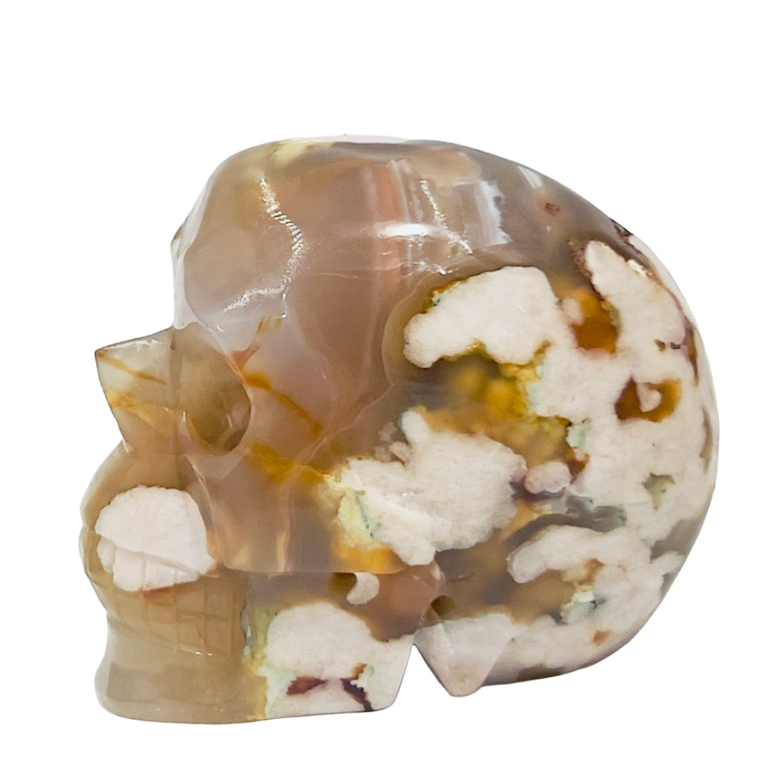 Flower Agate Skull Healing Crystal Carving 1137g