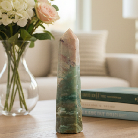 Ocean Sea Jasper Tower Healing Crystal Generator 680g 189mm