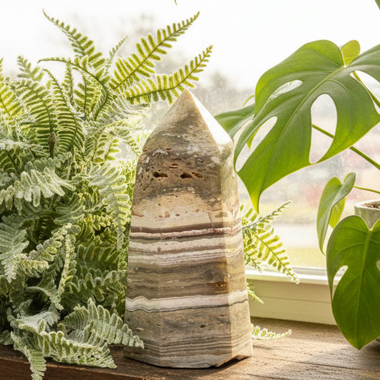 Ocean Sea Jasper Tower Healing Crystal Generator 720g 139mm