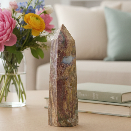 Ocean Sea Jasper Tower Healing Crystal Generator 556g 166mm