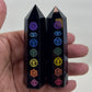 Black Obsidian Points With Chakra Print Crystal Generators YOU CHOOSE