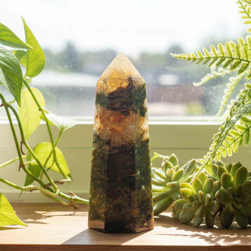Ocean Sea Jasper Quartz Tower Crystal Generator 492g 142mm