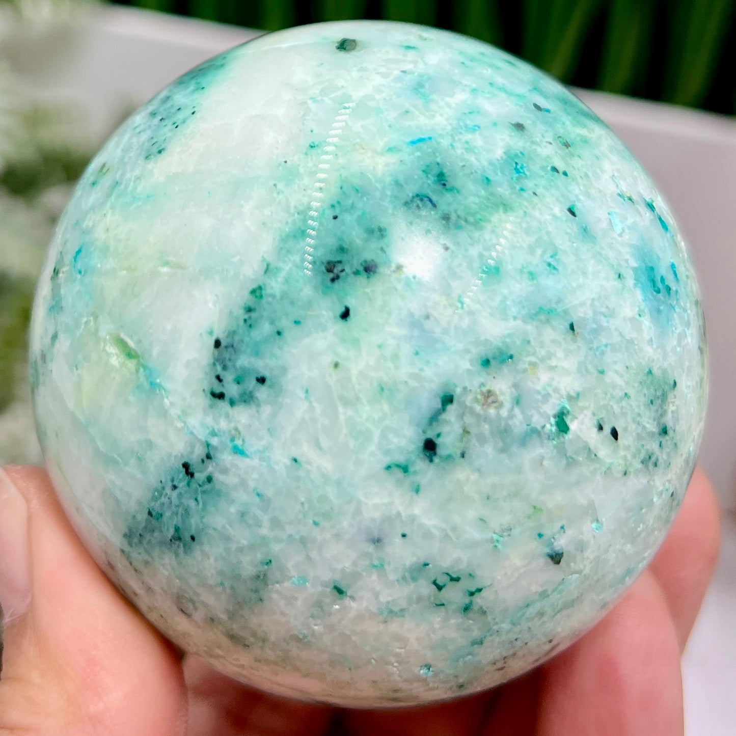 Fynchenite Phoenix Stone with Pyrite Sphere Crystal Ball 424g 68mm