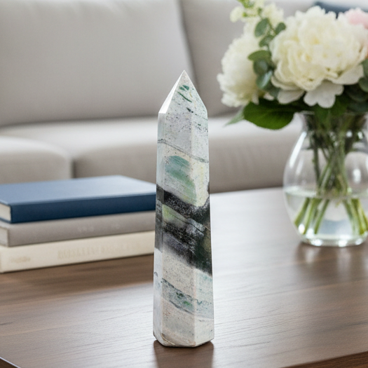 Ocean Sea Jasper Tower Healing Crystal Generator 452g 182mm