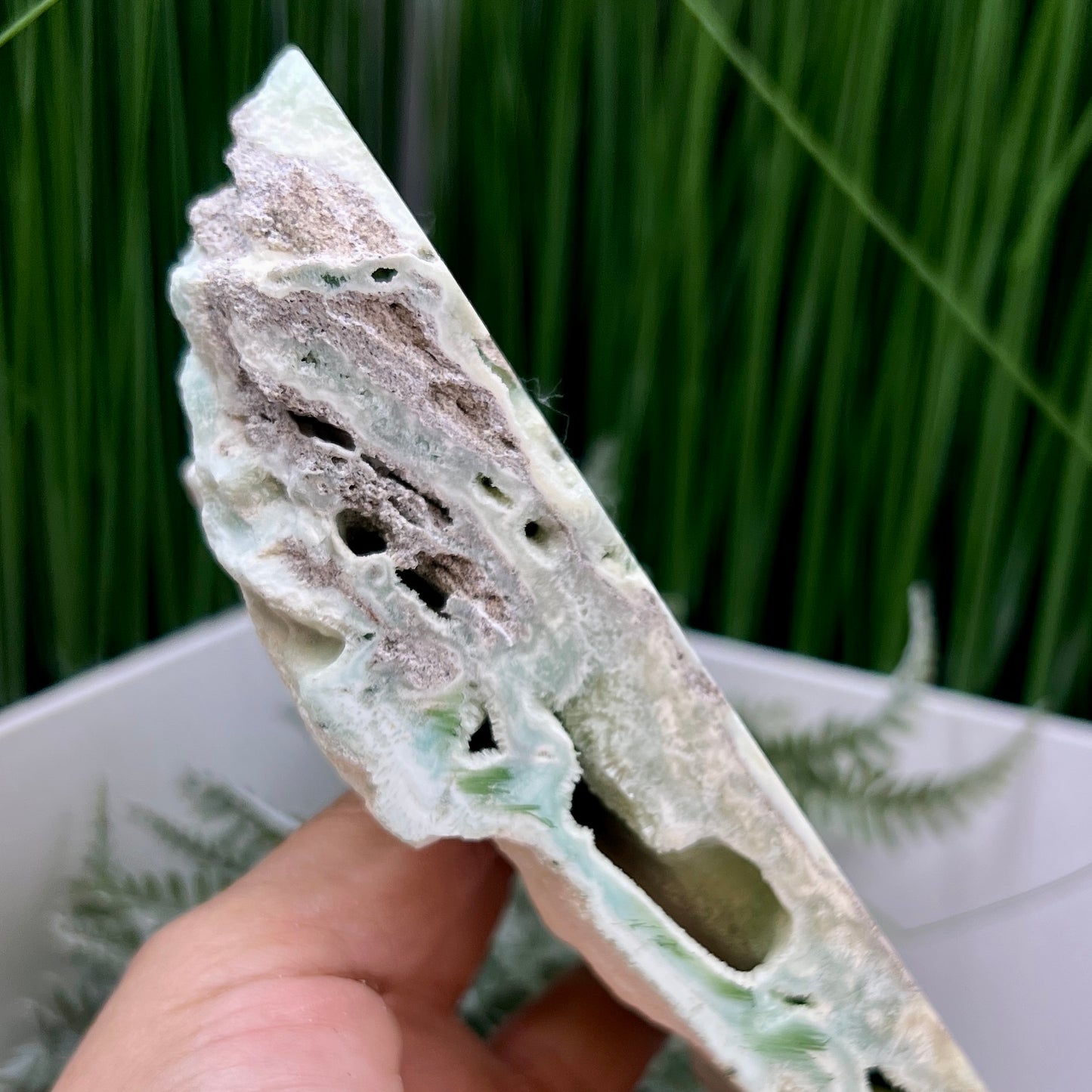 Blue Aragonite Slab Large Self Standing Slice Crystal Specimen 1518g