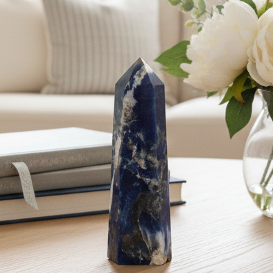 Sodalite with Pyrite Poets Stone Blue Tower Healing Crystal Generator 460g 151mm