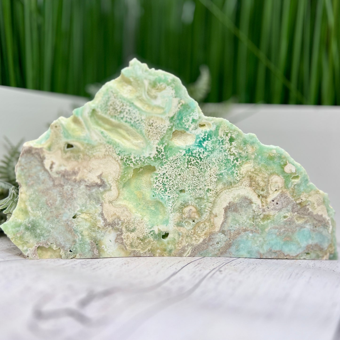 Blue Aragonite Slab Large Self Standing Slice Crystal Specimen 1518g