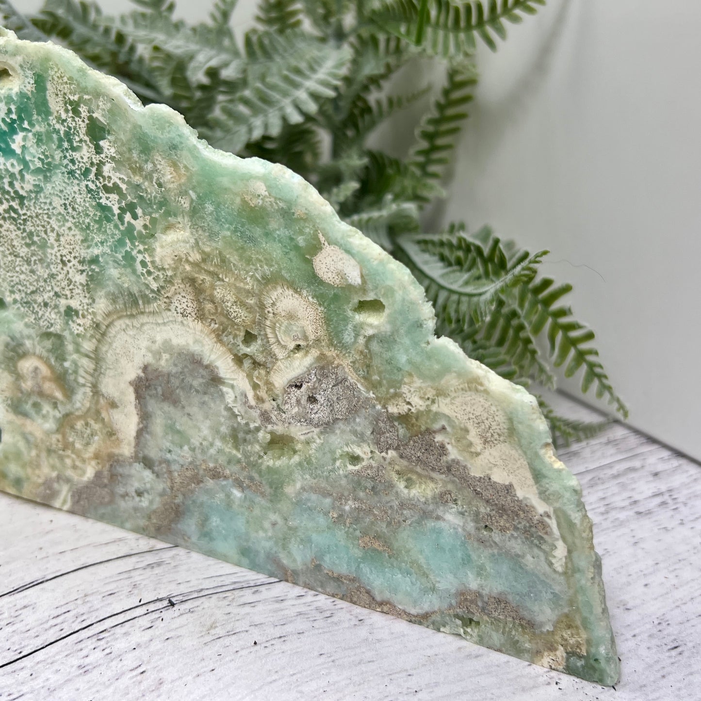 Blue Aragonite Slab Large Self Standing Slice Crystal Specimen 1518g