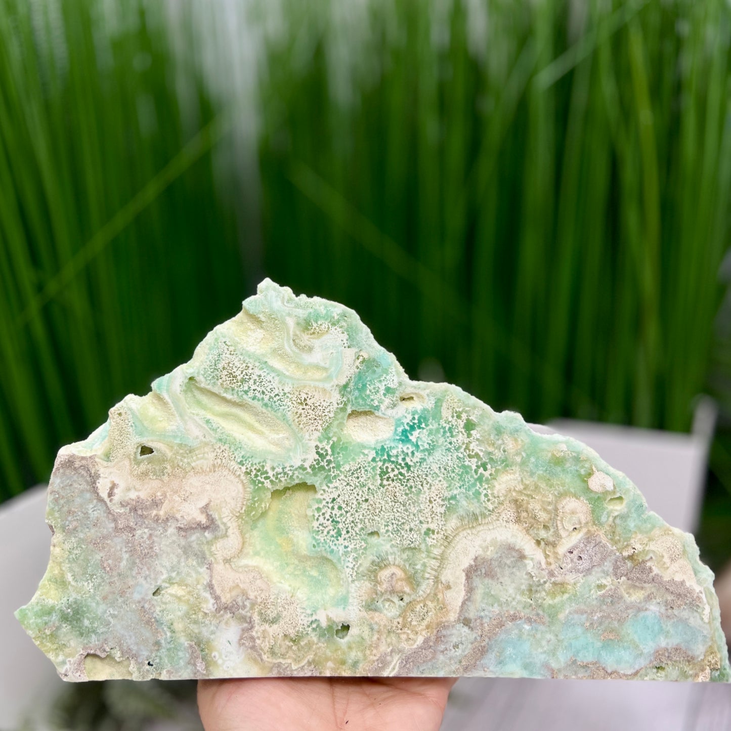 Blue Aragonite Slab Large Self Standing Slice Crystal Specimen 1518g