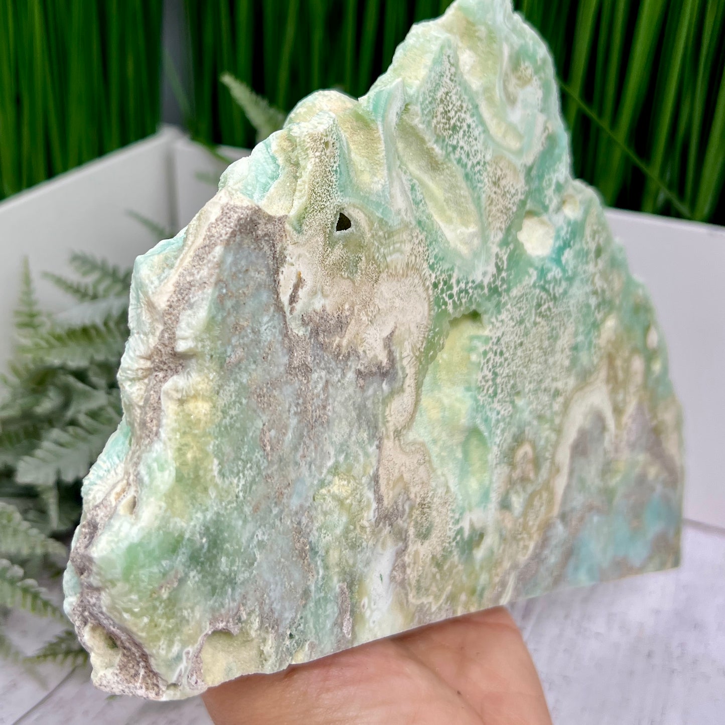 Blue Aragonite Slab Large Self Standing Slice Crystal Specimen 1518g